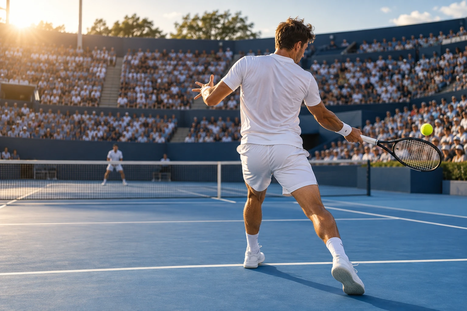 Un joueur de tennis en plein échange